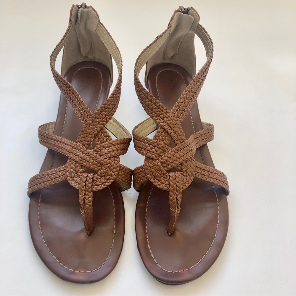 Brown Braided Sandals